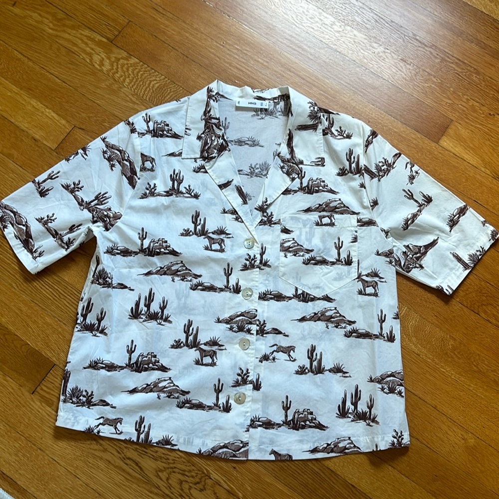 MANGO Short-sleeved print shirt